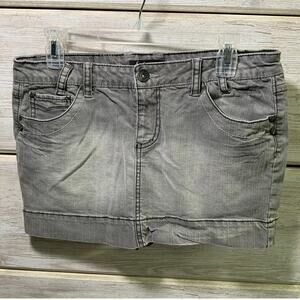 Lei Ashley Y2K Black Washed Denim Micro Mini Skirt Size 13